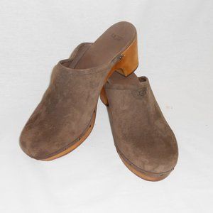 Brown Suede Ugg Clogs Shearling Inside